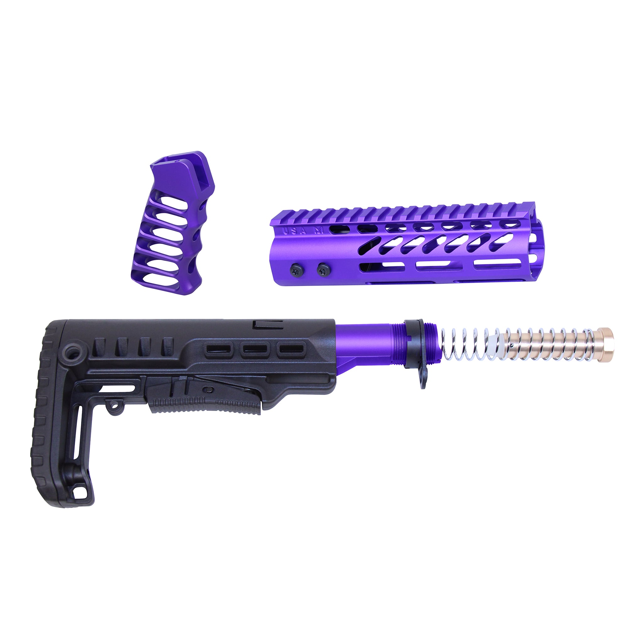 Guntec-USA-ULTRA-SET-7-RP AR-15 Ultralight Series Complete Furniture Set (7") (Anodized Royal Purple)
